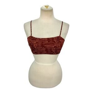 Open Edit Smocked Back Bralette Red Grape Geo Eclipse Size Small NWOT